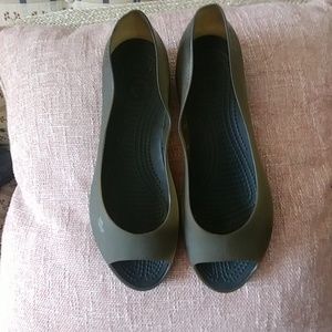 Women's Black Peep Toe Crocs